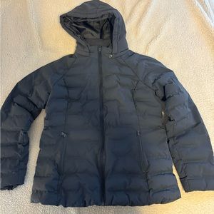 Blue puffer jacket